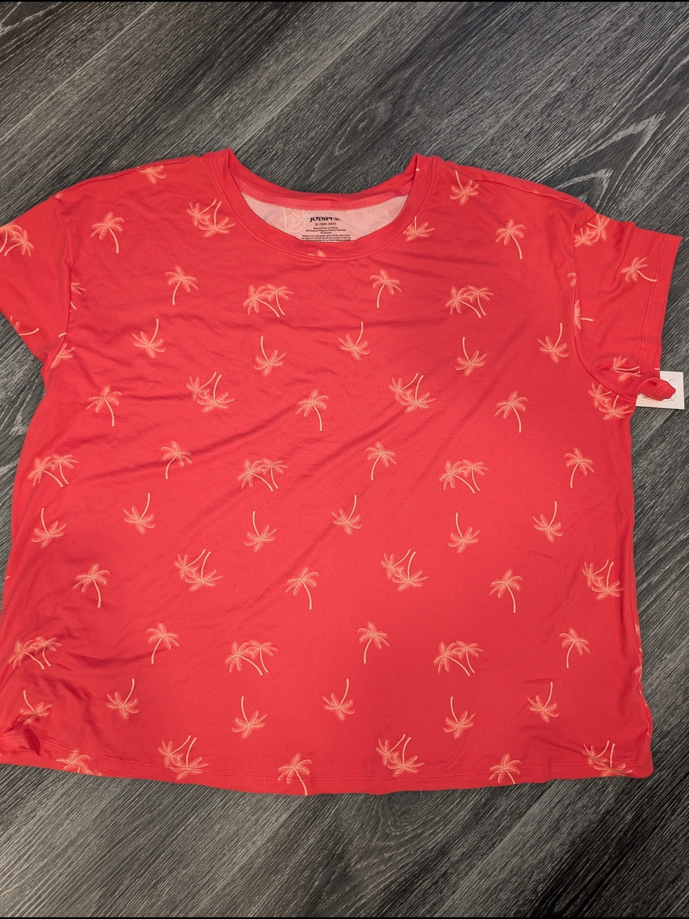 Women's Red Palm-Print Short Sleeve Tee